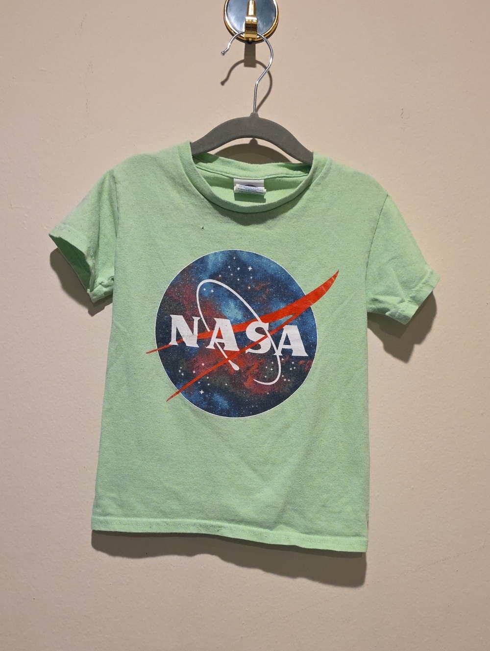 Nasa Logo Green Kids T-Shirt Delta Pro Weight Xs